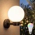 BRILAGI - HARBOR LED RGBW Dimmable Outdoor Wall Light 1xE27/12W/230V 2700-6500K IP33 Black/White