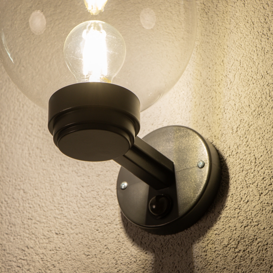 BRILAGI - Outdoor Wall Light with Motion Sensor HARBOR 1xE27/40W/230V IP33 Anthracite/Clear
