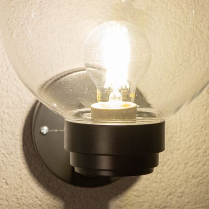 BRILAGI - Outdoor Wall Light with Motion Sensor HARBOR 1xE27/40W/230V IP33 Anthracite/Clear