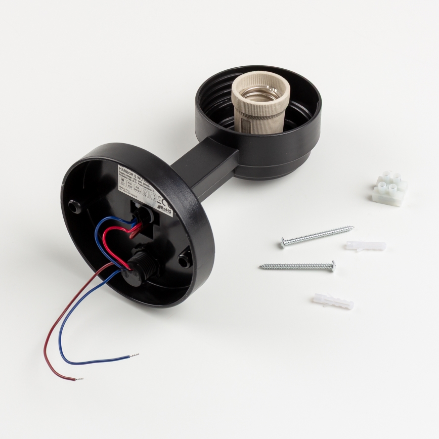 BRILAGI - Outdoor wall-mounted light with motion sensor HARBOR 1xE27/40W/230V IP33 black/clear