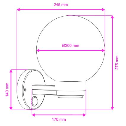 BRILAGI - Outdoor wall-mounted light with motion sensor HARBOR 1xE27/40W/230V IP33 black/clear