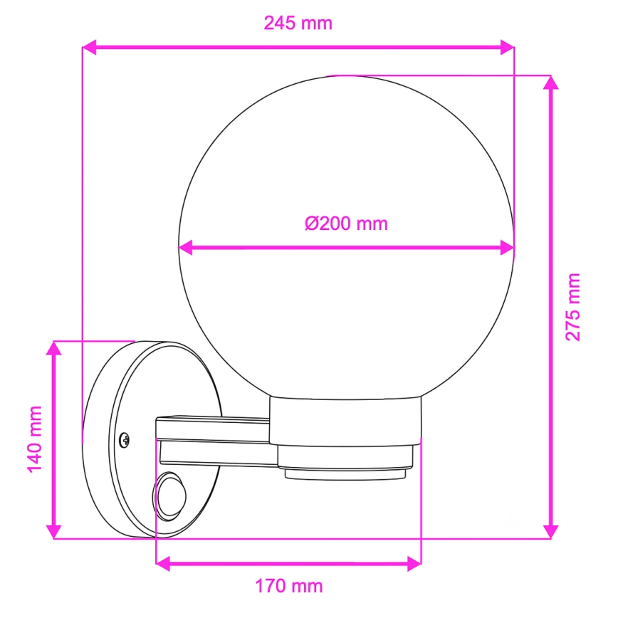BRILAGI - Outdoor wall-mounted light with motion sensor HARBOR 1xE27/40W/230V IP33 black/clear
