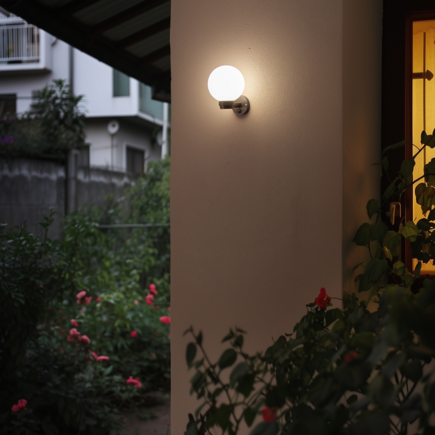 BRILAGI - HARBOR Outdoor Wall Light with Motion Sensor 1xE27/40W/230V IP33 Black/White
