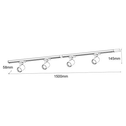 Brilagi - HUSKY track-mounted spotlight 4x GU10/10W/230V, black