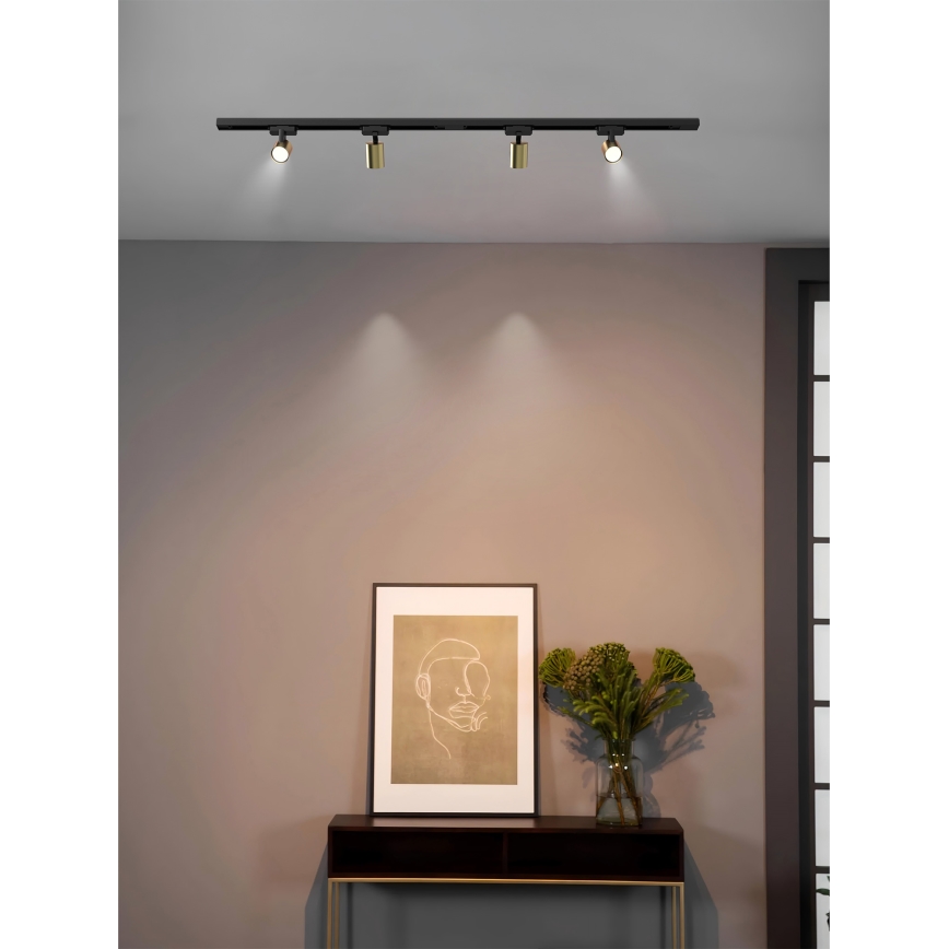 Brilagi - HUSKY track-mounted spotlight 4xGU10/10W/230V black/gold