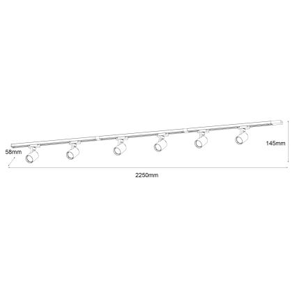 Brilagi - HUSKY Track Spotlight 6xGU10/10W/230V Black/Gold