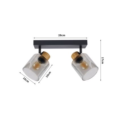 Brilagi - HYGGE Spotlight 2xE14/15W/230V Black/Smoked