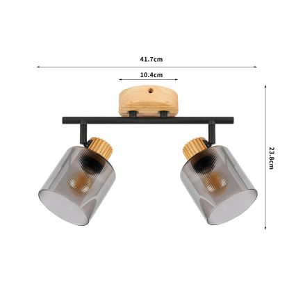 Brilagi - HYGGE Spotlight 2xE14/15W/230V Rubberwood/Smoked