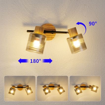 Brilagi - HYGGE Spotlight 2xE14/15W/230V Wood/Smoked