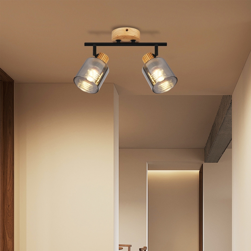 Brilagi - HYGGE Spotlight 2xE14/15W/230V Wood/Smoked