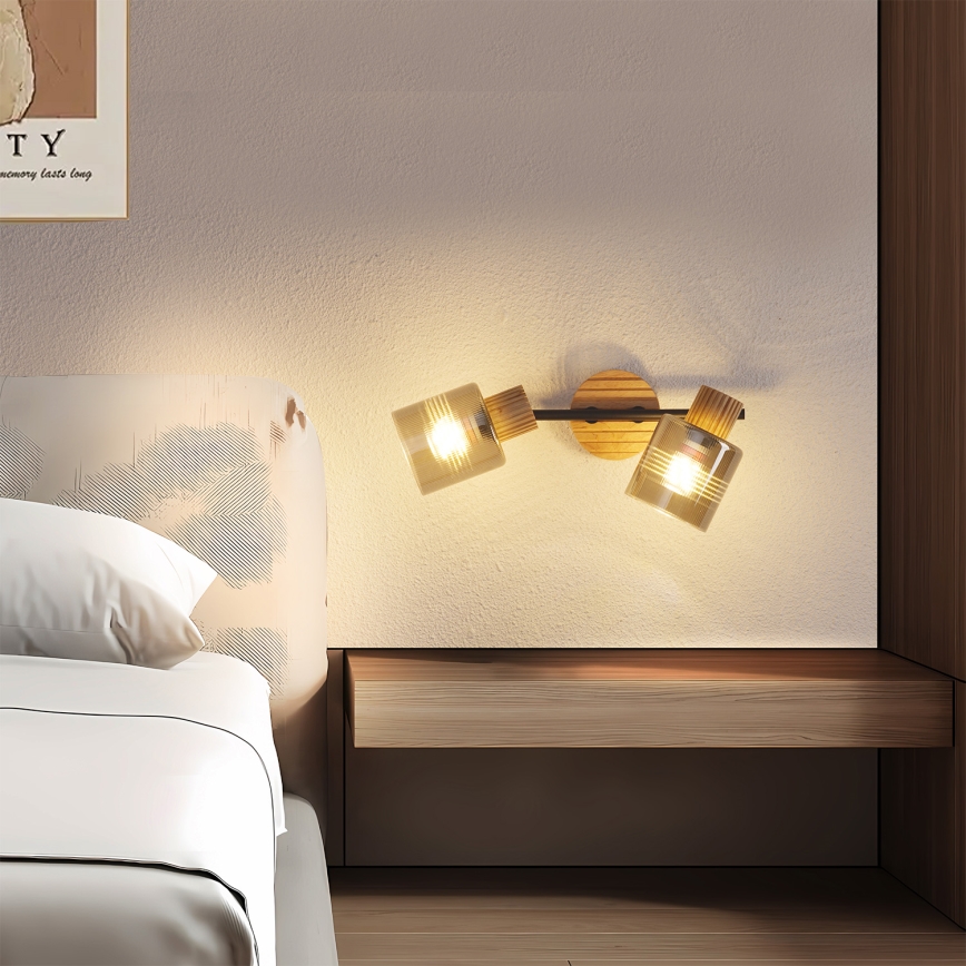 Brilagi - HYGGE Spotlight 2xE14/15W/230V Wood/Smoked