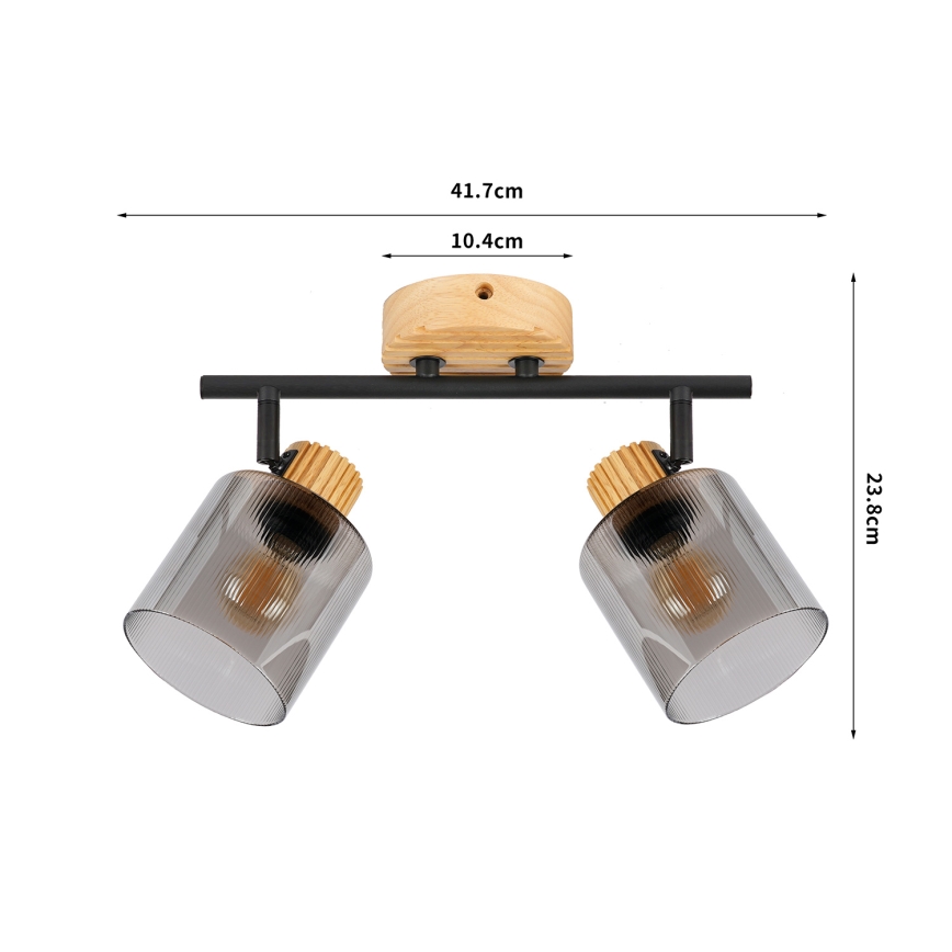 Brilagi - HYGGE Spotlight 2xE14/15W/230V Wood/Smoked