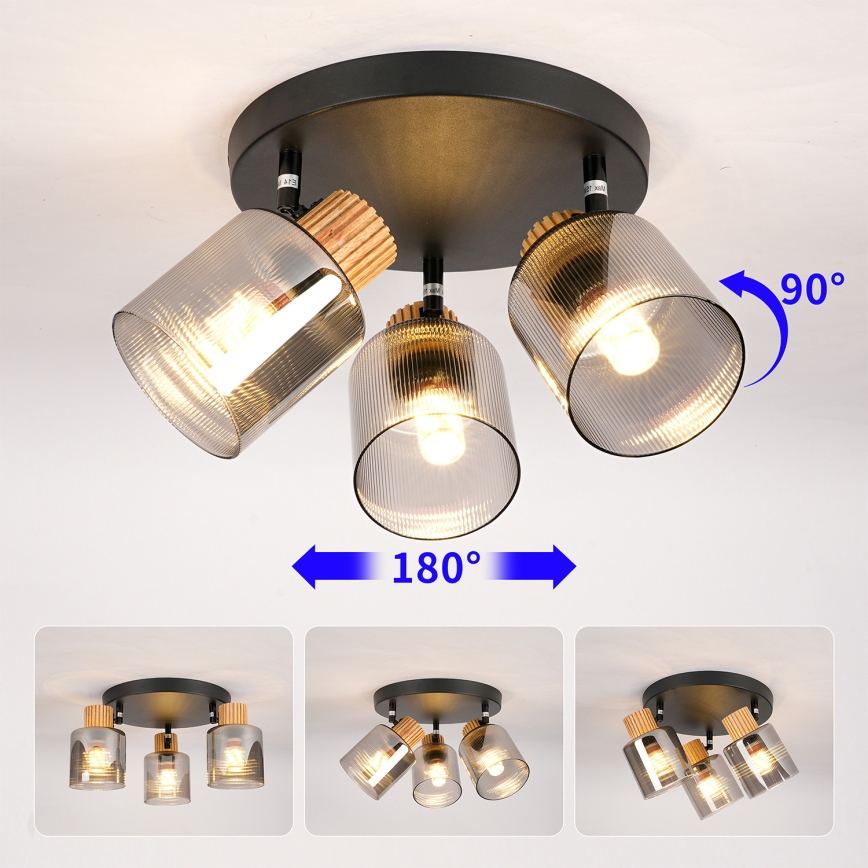 Brilagi - HYGGE Spotlight 3xE14/15W/230V Black/Smoked