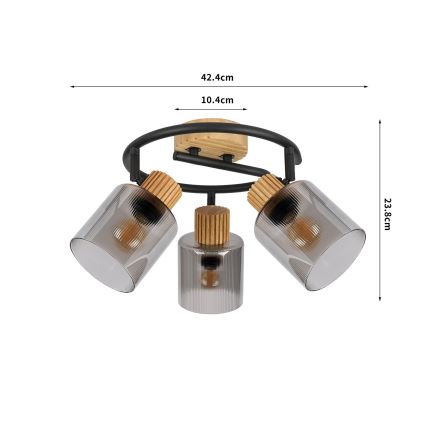 Brilagi - HYGGE Spotlight 3xE14/15W/230V Rubberwood/Smoked