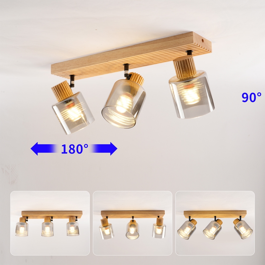 Brilagi - HYGGE Spotlight 3xE14/15W/230V Rubberwood/Smoked