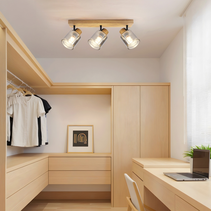 Brilagi - HYGGE Spotlight 3xE14/15W/230V Rubberwood/Smoked