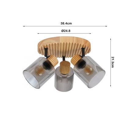 Brilagi - HYGGE Spotlight 3xE14/15W/230V Rubberwood/Smoked