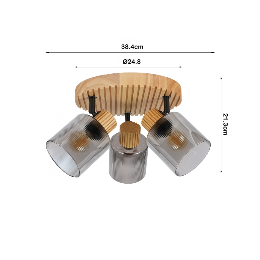 Brilagi - HYGGE Spotlight 3xE14/15W/230V Rubberwood/Smoked