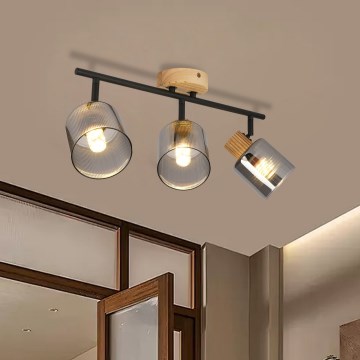 Brilagi - HYGGE Spotlight 3xE14/15W/230V rubberwood/smoky