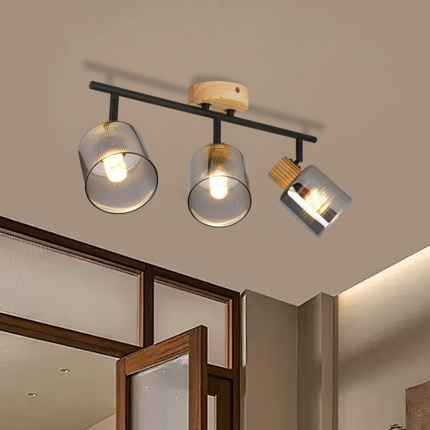 Brilagi - HYGGE Spotlight 3xE14/15W/230V rubberwood/smoky