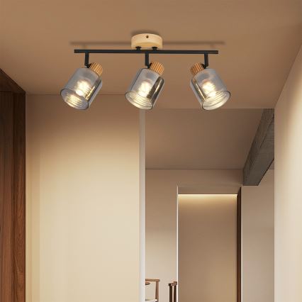 Brilagi - HYGGE Spotlight 3xE14/15W/230V rubberwood/smoky