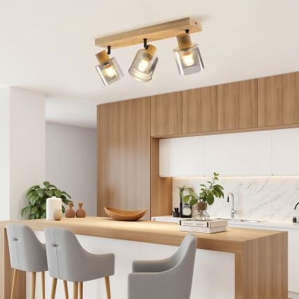 Brilagi - HYGGE Spotlight 3xE14/15W/230V Wood/Smoked