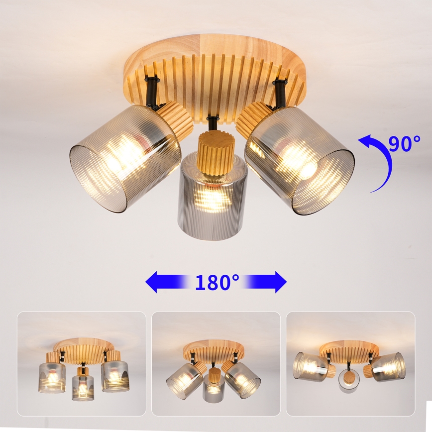 Brilagi - HYGGE Spotlight 3xE14/15W/230V Wood/Smoked
