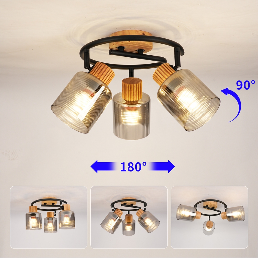 Brilagi - HYGGE Spotlight 3xE14/15W/230V wood/smoky