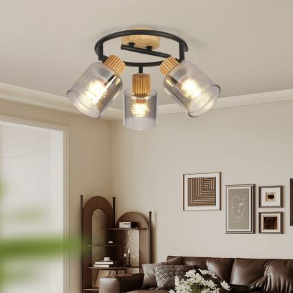 Brilagi - HYGGE Spotlight 3xE14/15W/230V wood/smoky