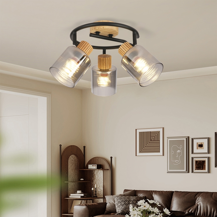 Brilagi - HYGGE Spotlight 3xE14/15W/230V wood/smoky