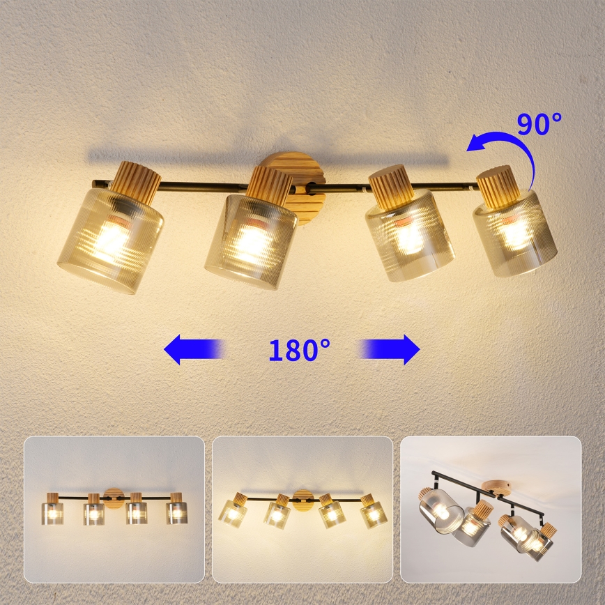 Brilagi - HYGGE Spotlight 4x E14/15W/230V, Wood/Smoked
