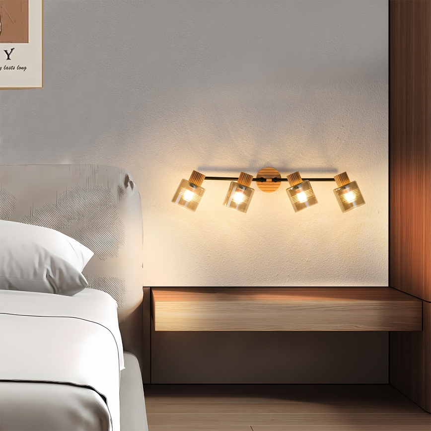 Brilagi - HYGGE Spotlight 4x E14/15W/230V, Wood/Smoked