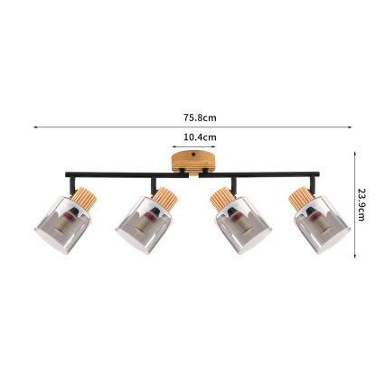 Brilagi - HYGGE Spotlight 4x E14/15W/230V, Wood/Smoked