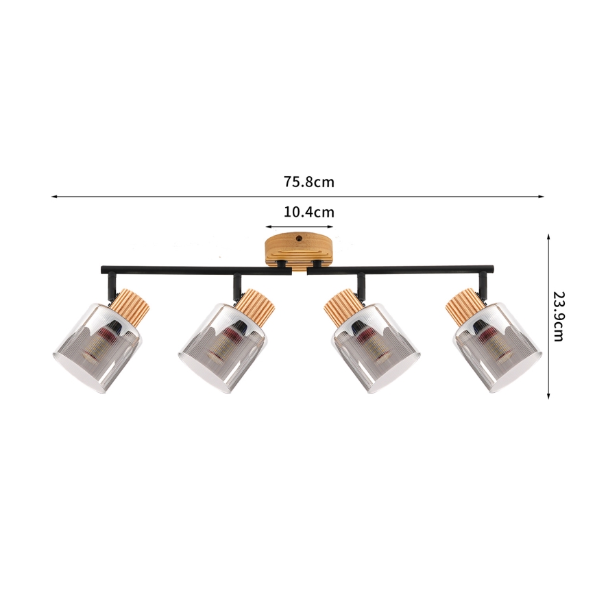 Brilagi - HYGGE Spotlight 4x E14/15W/230V, Wood/Smoked