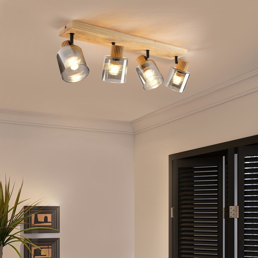 Brilagi - HYGGE Spotlight 4xE14/15W/230V Rubberwood/Smoked