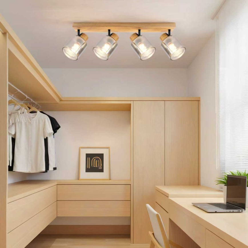 Brilagi - HYGGE Spotlight 4xE14/15W/230V Rubberwood/Smoked