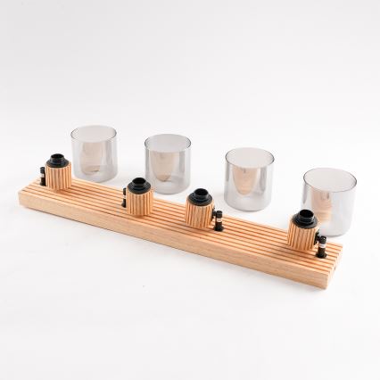 Brilagi - HYGGE Spotlight 4xE14/15W/230V Rubberwood/Smoked