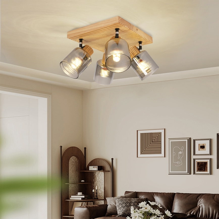 Brilagi - HYGGE Spotlight 4xE14/15W/230V Rubberwood/Smoked