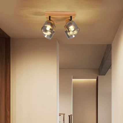 Brilagi - HYGGE Spotlight 4xE14/15W/230V Rubberwood/Smoked