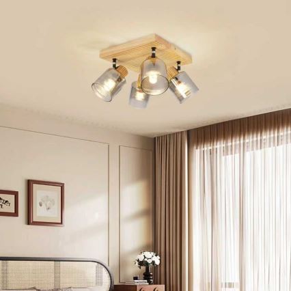 Brilagi - HYGGE Spotlight 4xE14/15W/230V Rubberwood/Smoked
