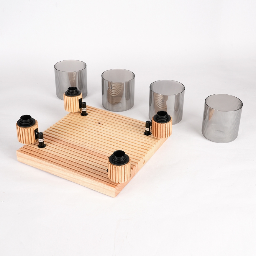 Brilagi - HYGGE Spotlight 4xE14/15W/230V Rubberwood/Smoked