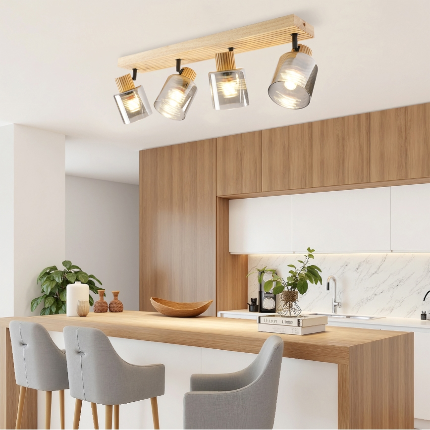 Brilagi - HYGGE Spotlight 4xE14/15W/230V Wood/Smoked