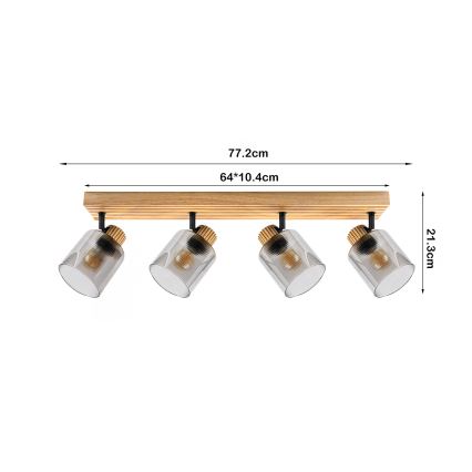 Brilagi - HYGGE Spotlight 4xE14/15W/230V Wood/Smoked