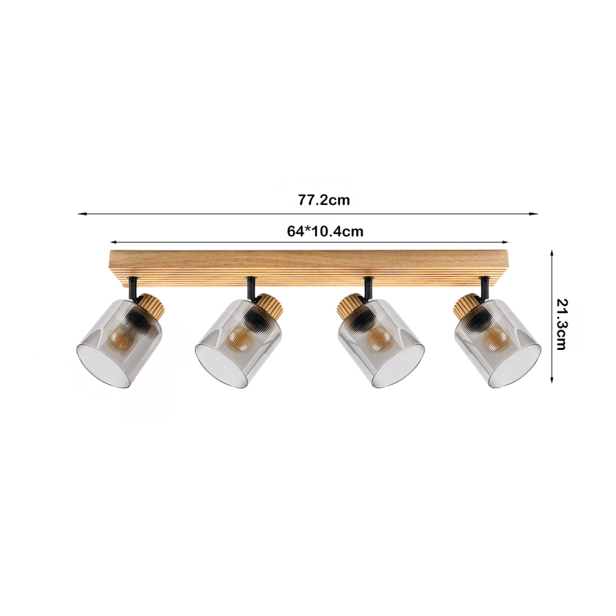 Brilagi - HYGGE Spotlight 4xE14/15W/230V Wood/Smoked