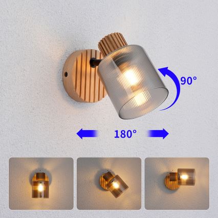 Brilagi - HYGGE Wall Spotlight 1xE14/15W/230V Wood/Smoked