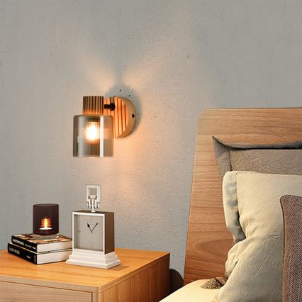 Brilagi - HYGGE Wall Spotlight 1xE14/15W/230V Wood/Smoked