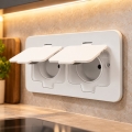 BRILAGI - INBOX IP55 Built-in Kitchen Double Socket, White, Rectangular