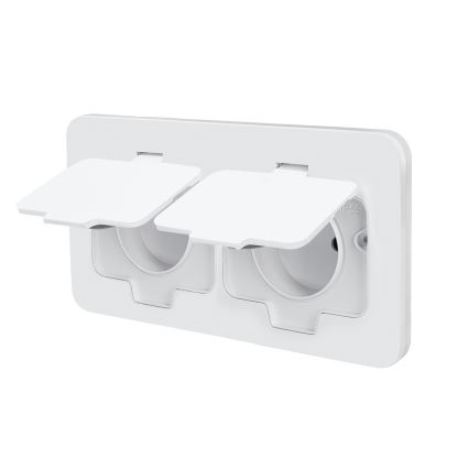 BRILAGI - INBOX IP55 Built-in Kitchen Double Socket, White, Rectangular