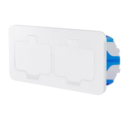 BRILAGI - INBOX IP55 Built-in Kitchen Double Socket, White, Rectangular