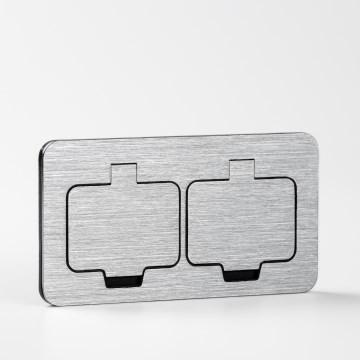 BRILAGI - INBOX IP55 Rectangular Built-in Kitchen Double Socket, Matte Chrome